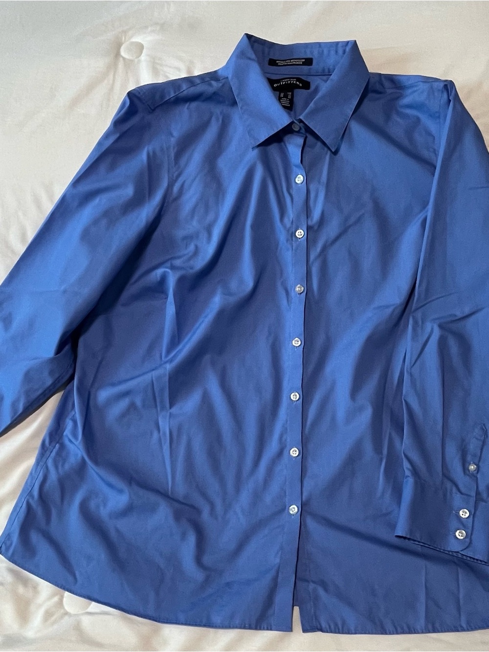 Lands' End Outfitters Broadcloth Button-Up Shirt NWOT Periwinkle Blue Size 20W